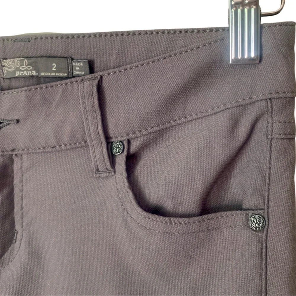 PRANA Brenna Moto Stretch Skinny Pants Mid Rise Gravel Nylon Size 2 - Picture 8 of 15